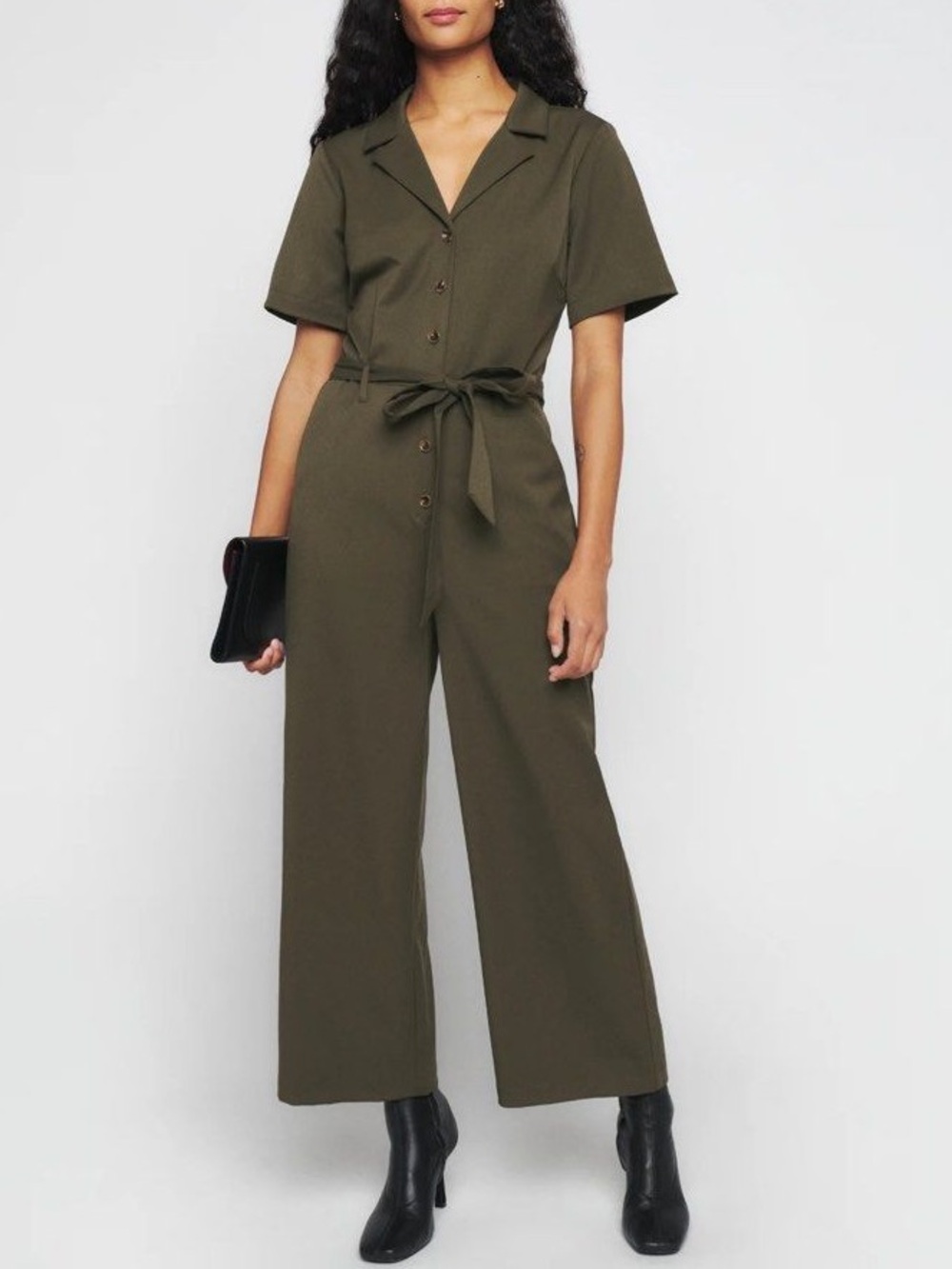 Reformation terra jumpsuit forest green